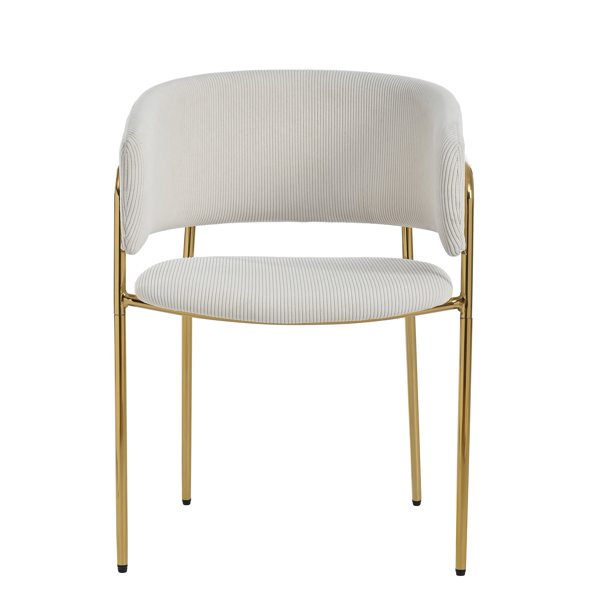 2 Modern Chairs with Angled Legs and Adjustable Feet, Beige Corduroy