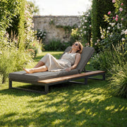 Outdoor Patio Daybed with Adjustable Backrest and Shelves, Waterproof, Gray