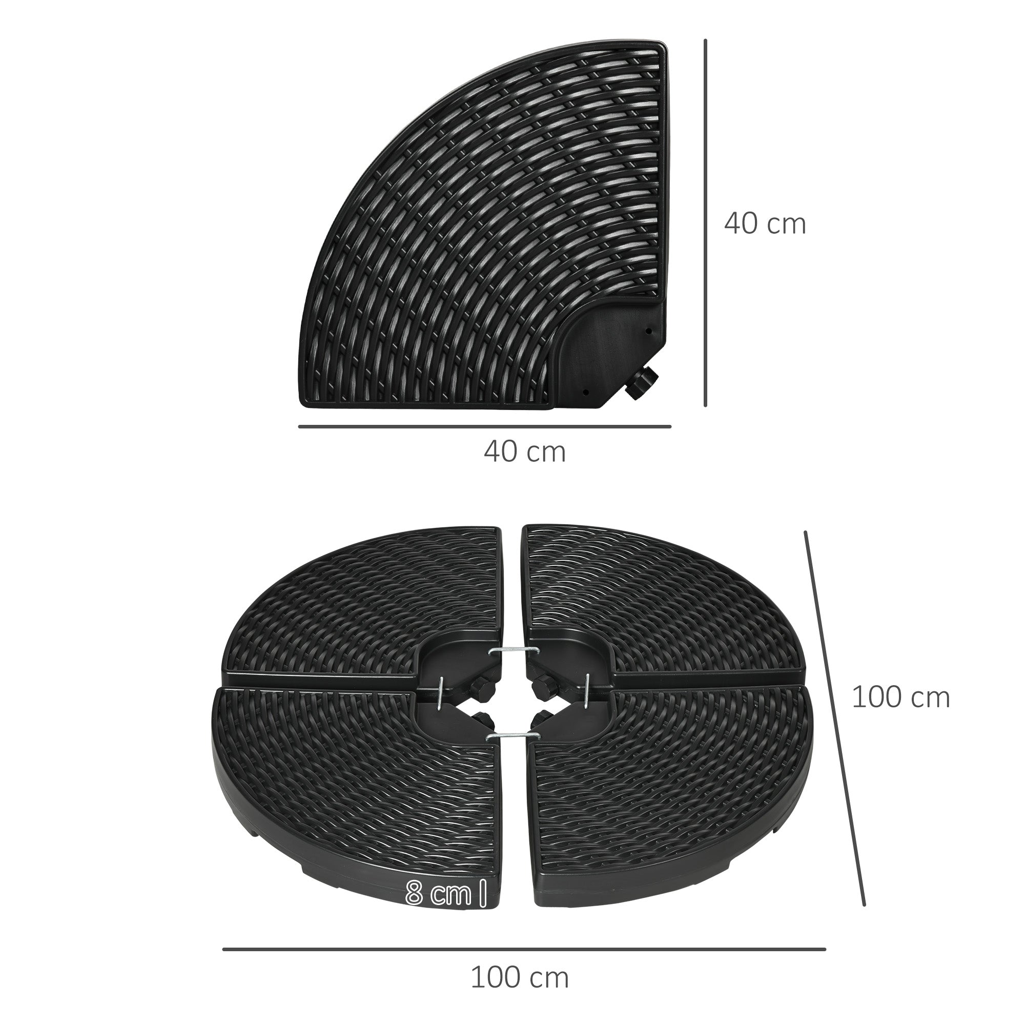 Parasol Weight Cantilever Base 52kg Water/68kg Sand Weatherproof HDPE