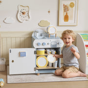 Children's Dishwashing Set with Wooden Dishwasher and 32 Accessories, MDF, Light Blue