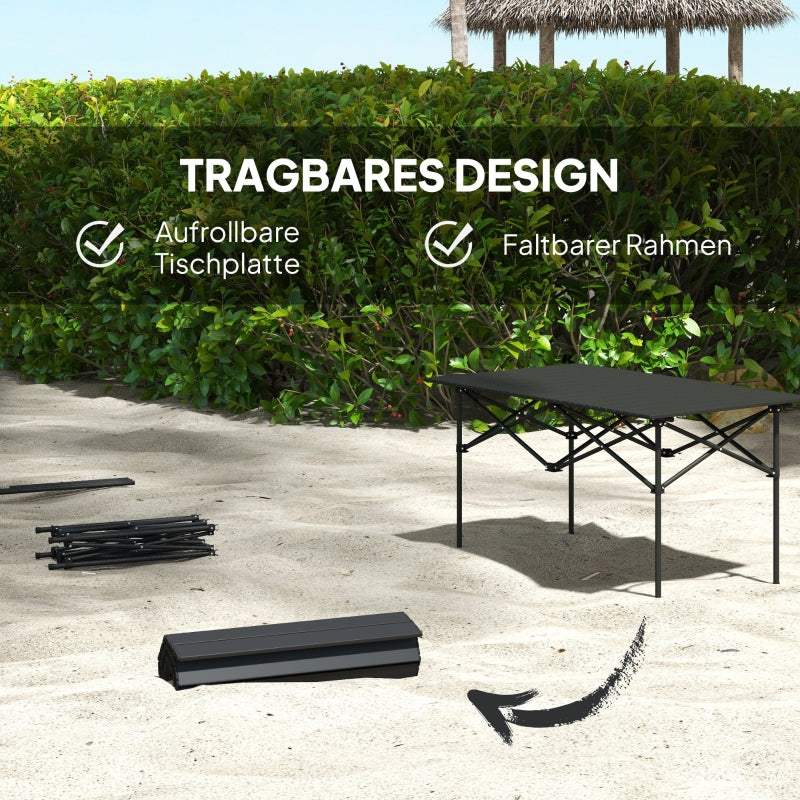 camping table folding roll-up 2-person aluminum black