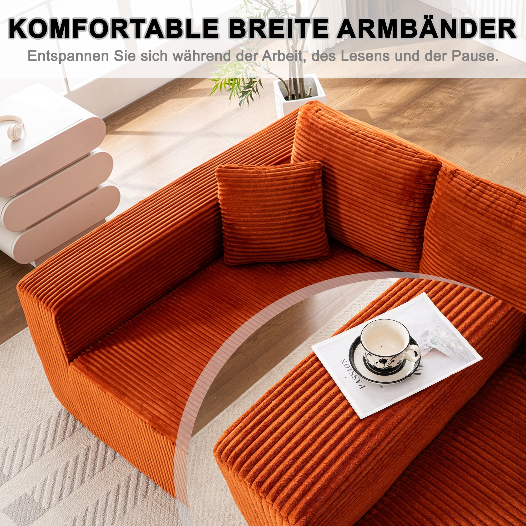 Modern Modular L-Shaped Cloud Sofa with Chaise Lounge and No Assembly, Soft Fabric Material