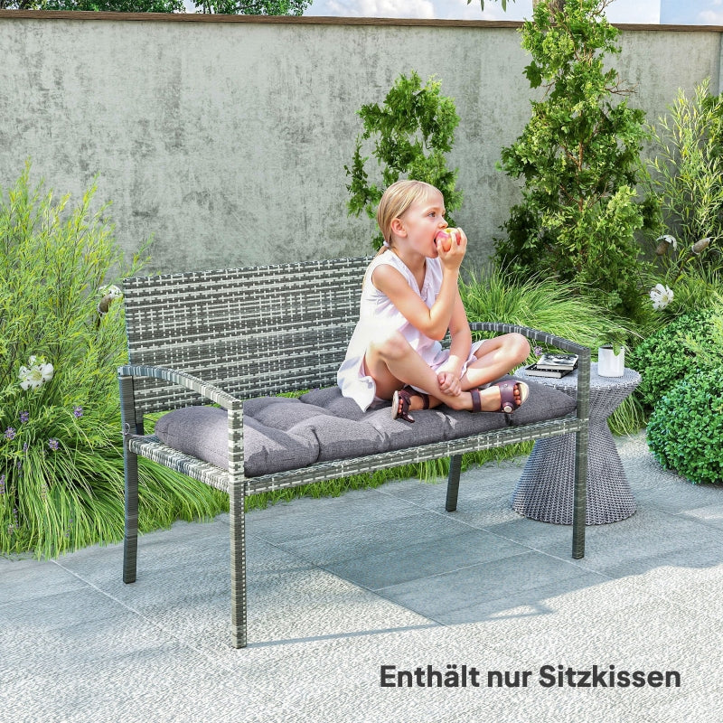 Bench Cushion with Ties Outdoor Water-Repellent UPF50+ 105 x 46 x 12.5 cm Grey