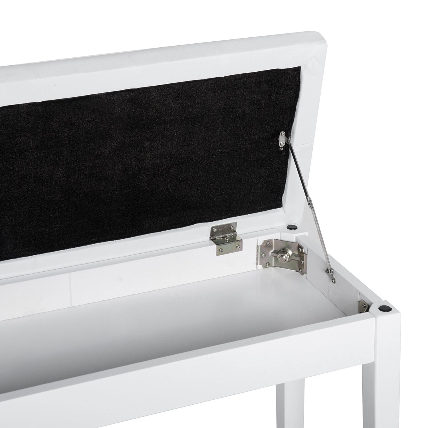 Piano Stool Bench with Storage Space, Rubber Wood & Faux Leather, White