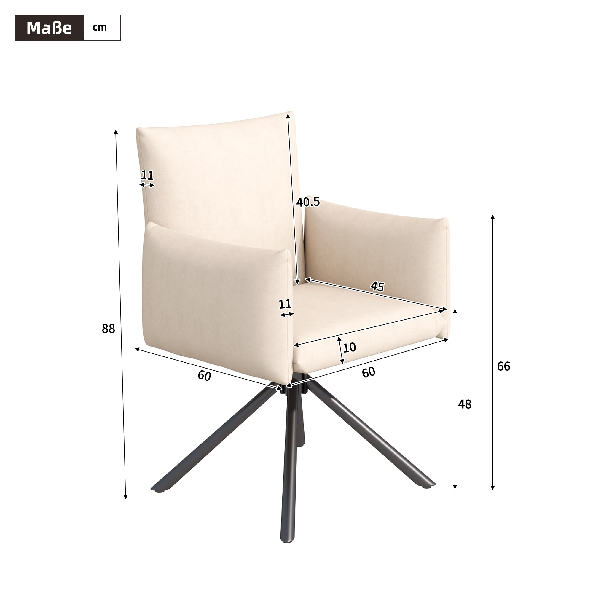 Dining Table Set with 6 Chairs, Extendable 120-160cm Table and Linen Fabric, White and Beige