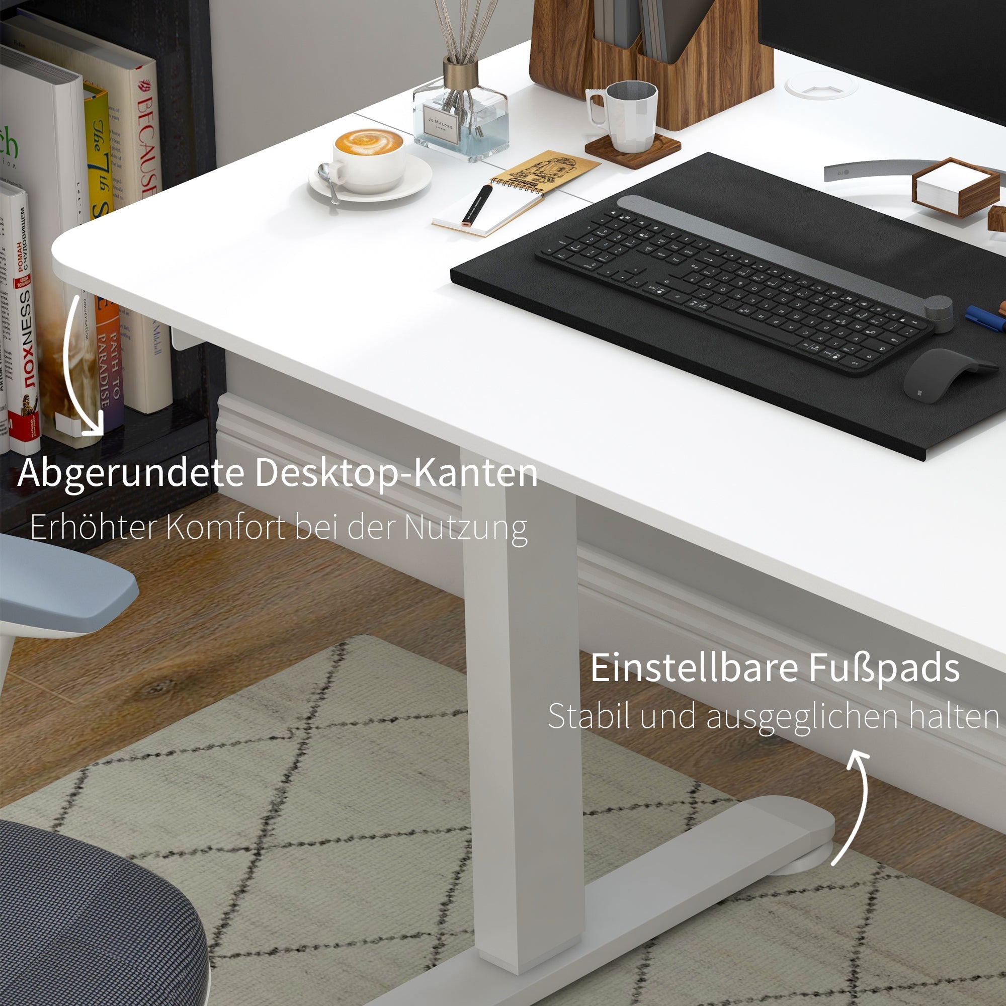 Electric Standing Desk 140x70cm Ergonomic 4-Memory Anti-Collision White