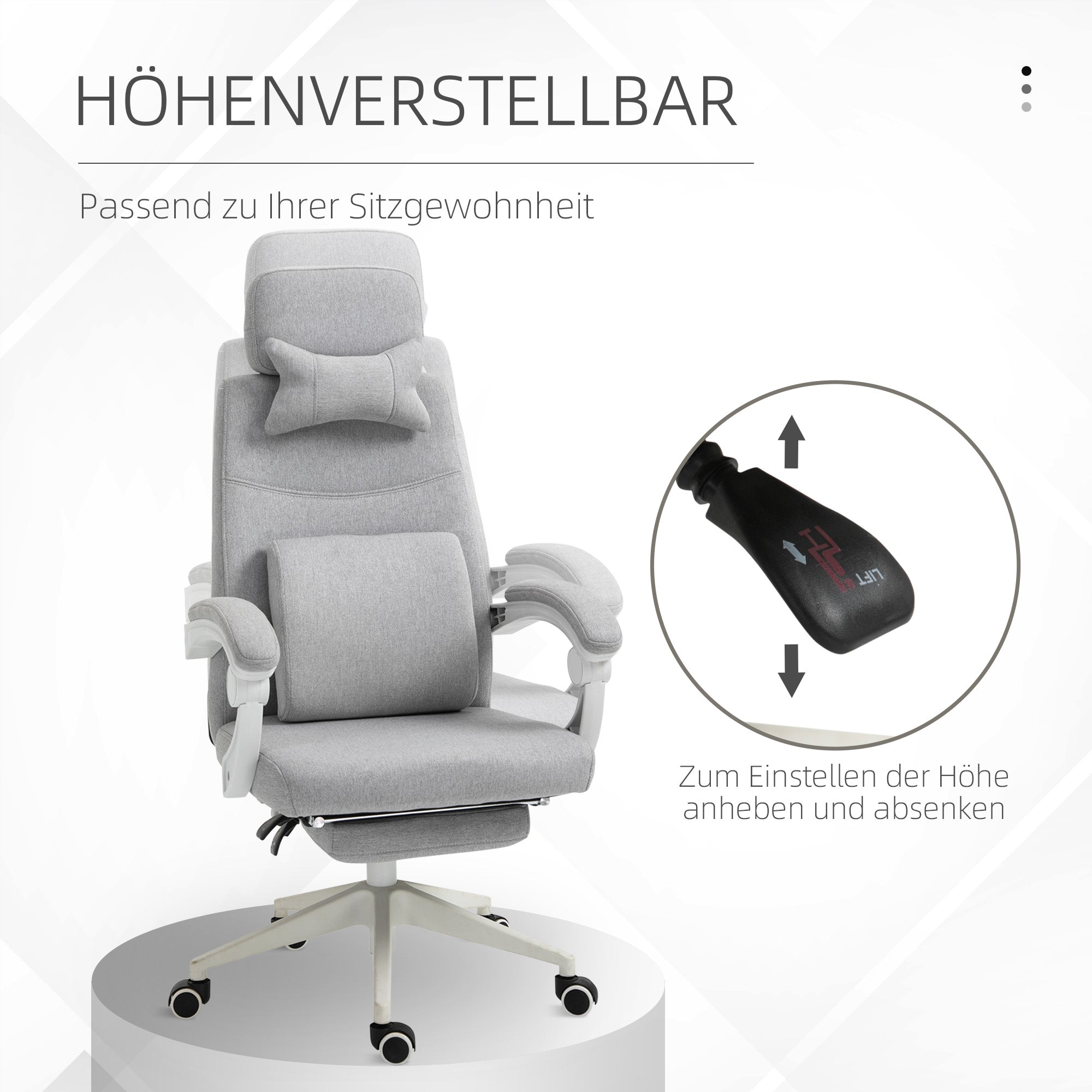 Office/Gaming Chair, Ergonomic with Casters, Polyester/Foam