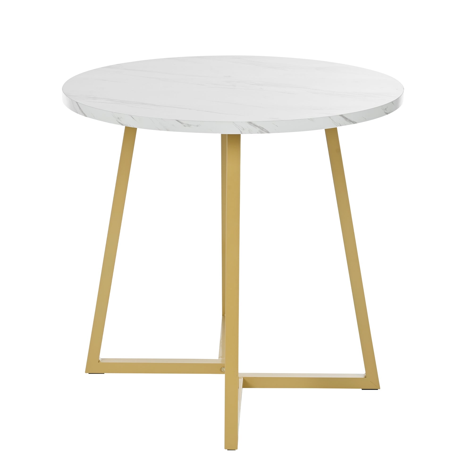 Modern Metal Frame Marble Pattern Round Coffee Table with Gold Stand