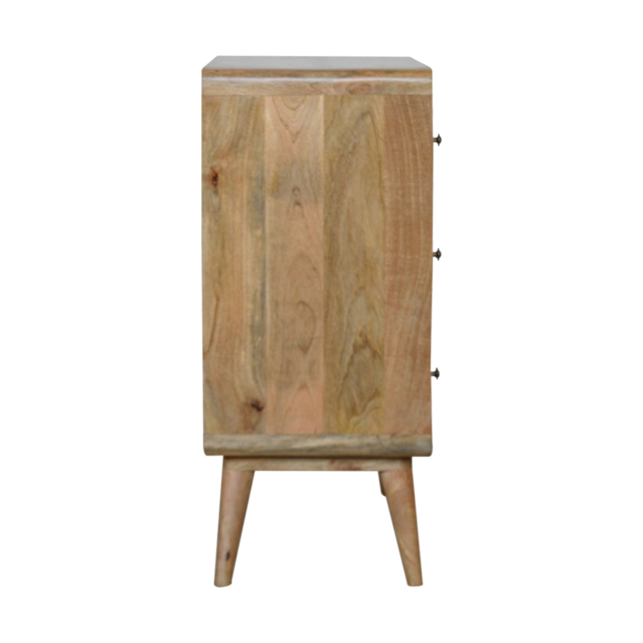 Solid Wood Curved Chest, 3 Drawers, Oak-ish Brown