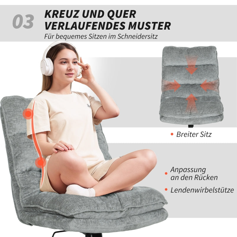 Bürostuhl ohne Armlehnen, drehbar, gepolstert, höhenverstellbar, Stahl, Grau