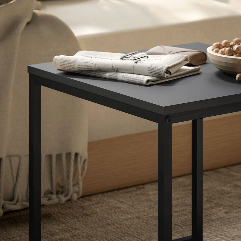 Moderner Couchtisch, 2er-Set Sofatische, quadratisch, MDF Metall Schwarz