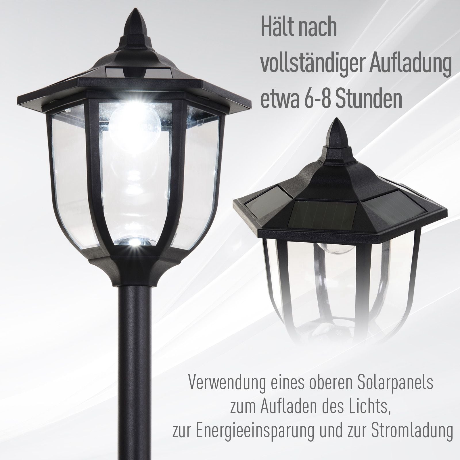 Solar Garden Light LED Lantern 30/60 Lumens, Black Plastic