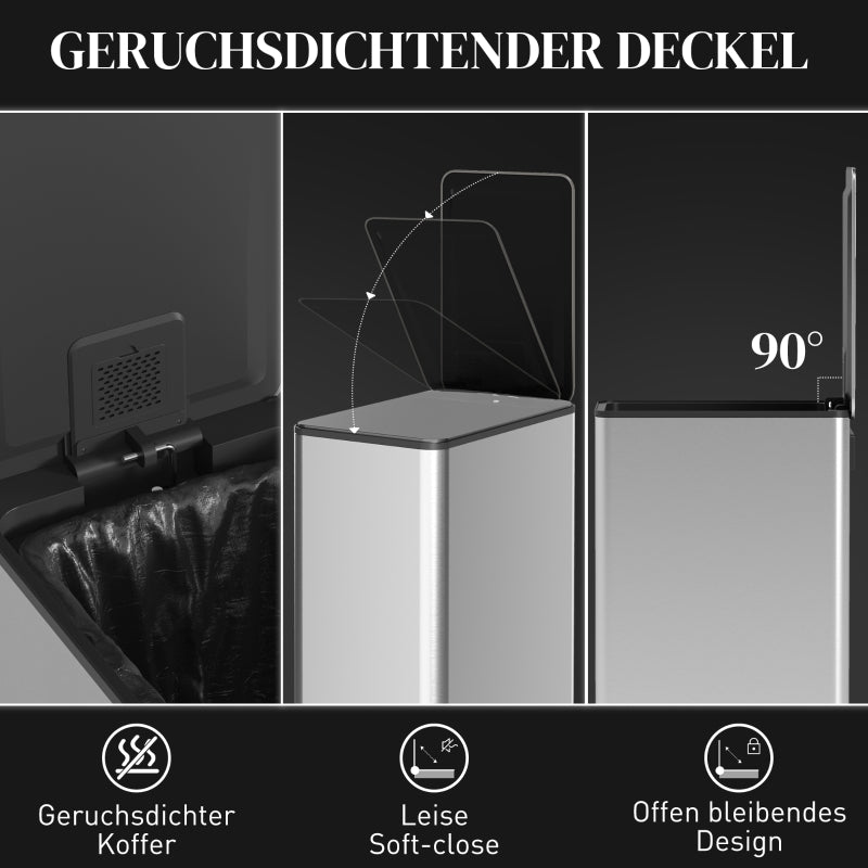 Mülleimer 20L Tretmülleimer mit Deckel, Edelstahl