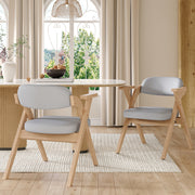 Set of 6 Folding Dining Chairs, Solid Wood and Breathable, Grey Linen