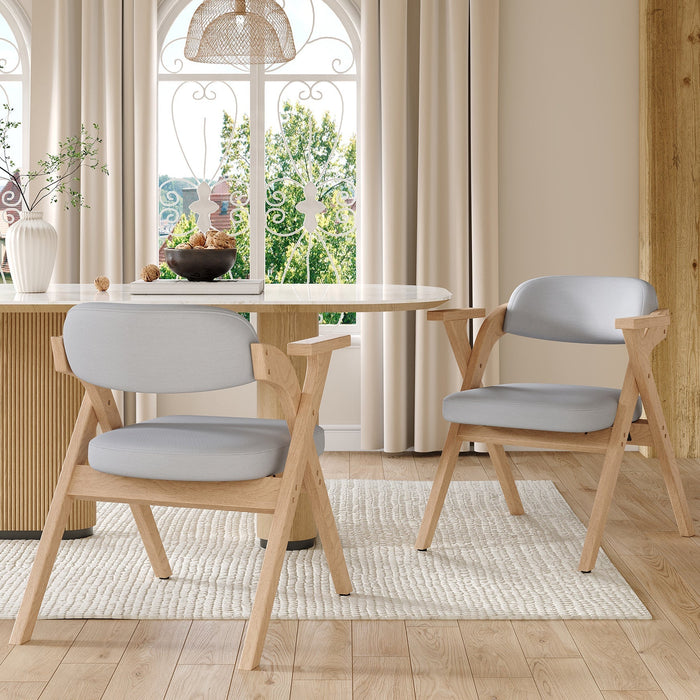 4 Folding Dining Chairs, Solid Wood and Foldable, Grey Linen
