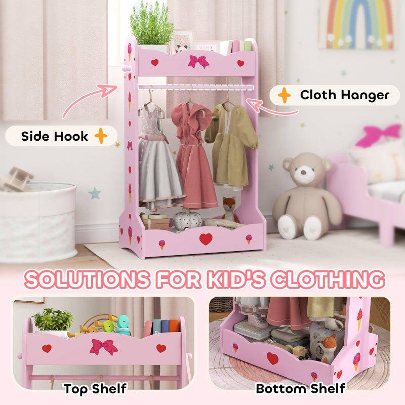 Kids Clothes Rail, Two Shelves for 3-8 Years, Pink