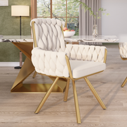 Armchair, Luxurious Single Living Room and Bedroom Swivel Chair with Four Metal Support Legs, Beige