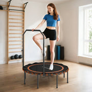 Fitness Trampoline, Adjustable Handrail for Indoor/Outdoor Use, Steel/Plastic Orange