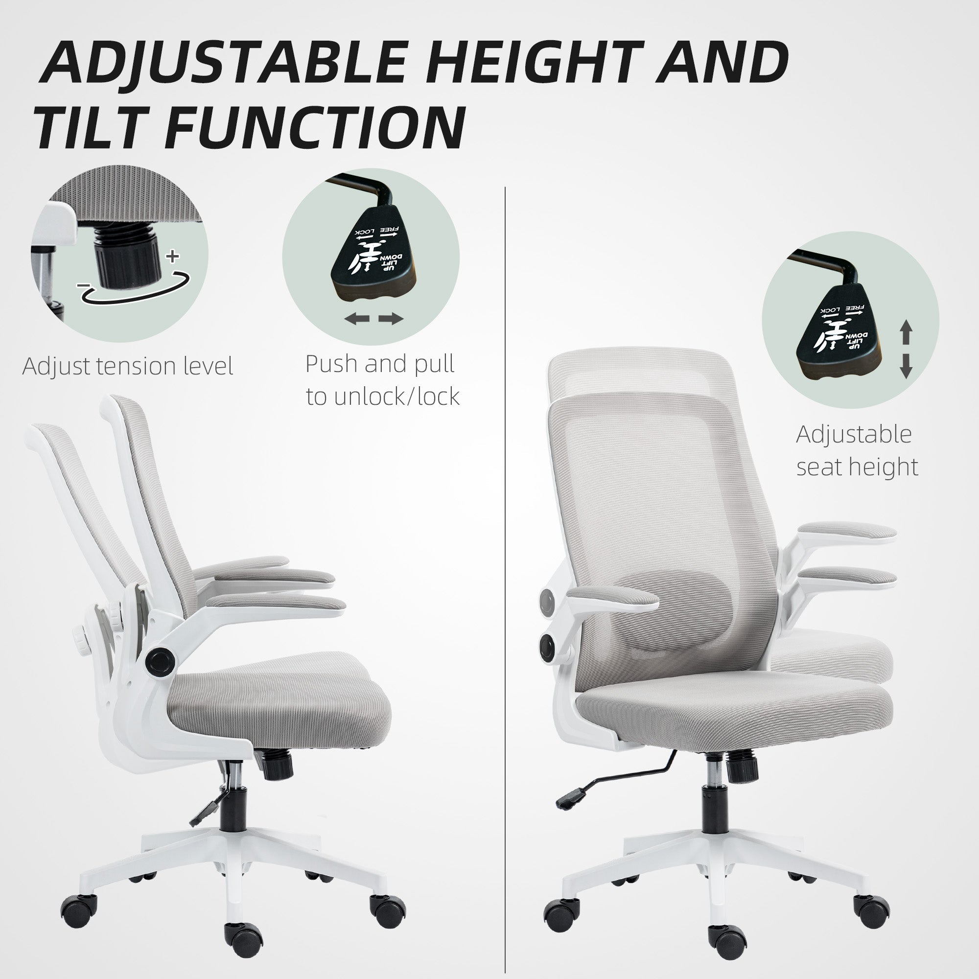 Office Chair Adjustable Mesh Back - Grey
