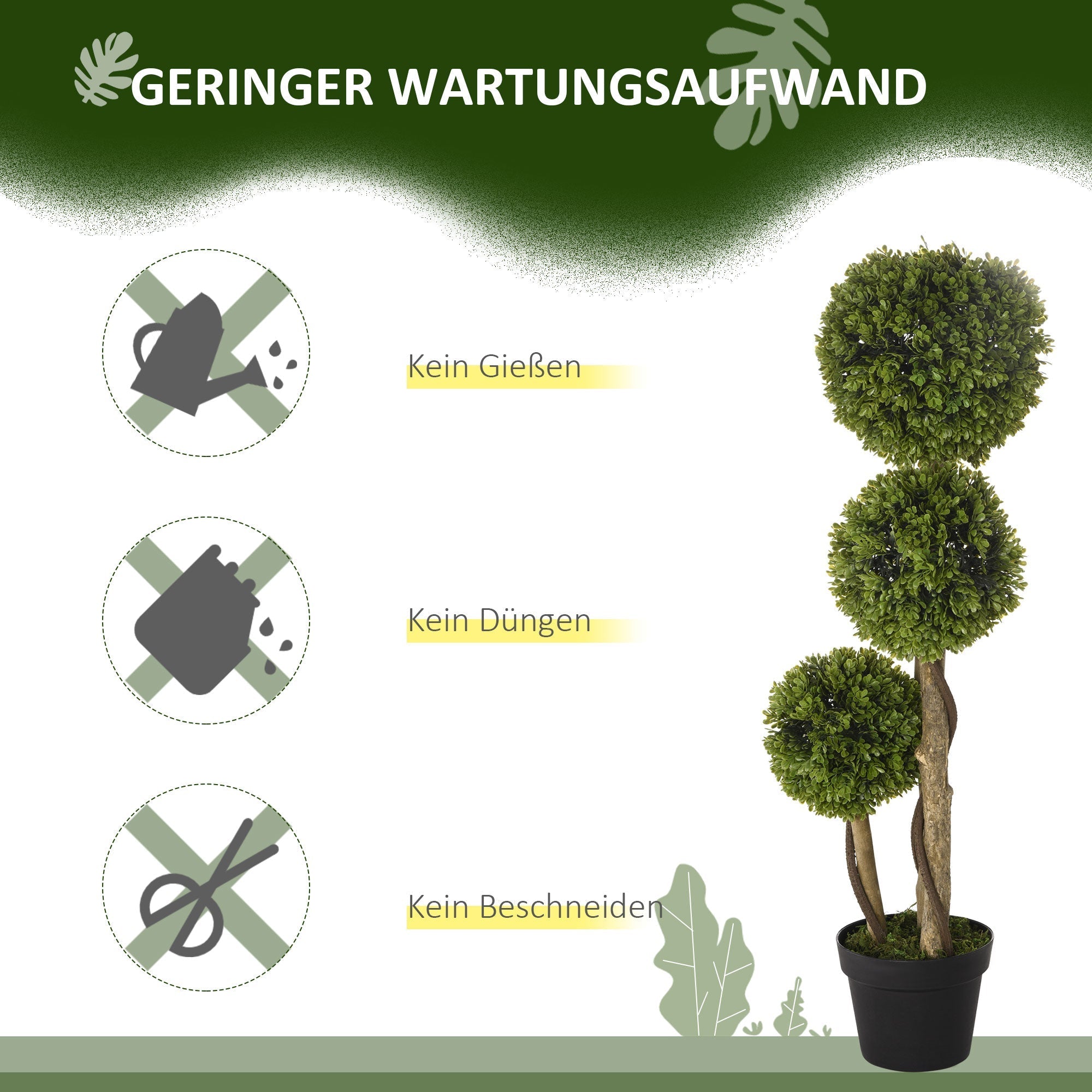 Artificial Boxwood Tree 90 cm UV Protection, Light Green