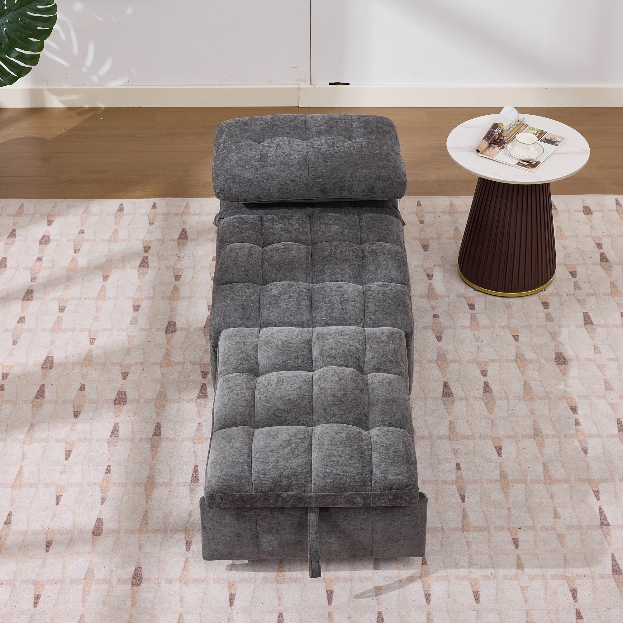Sleeper Sofa with Adjustable Backrest and Foldable Pull-out, Grey
