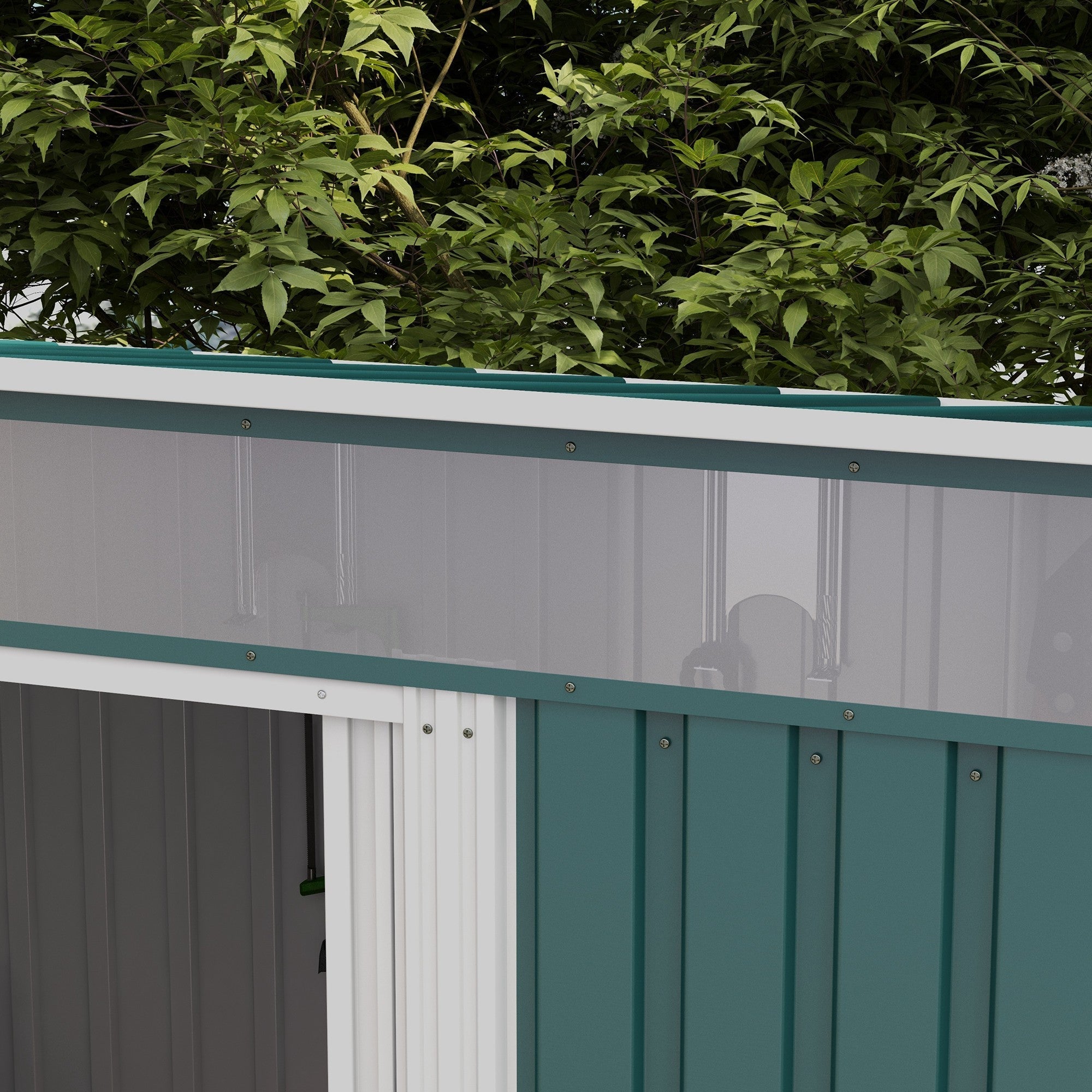 Galvanised Metal Shed, 6.5 x 4FT with Foundation Kit, Lockable Double Sliding Doors, Vents, Green