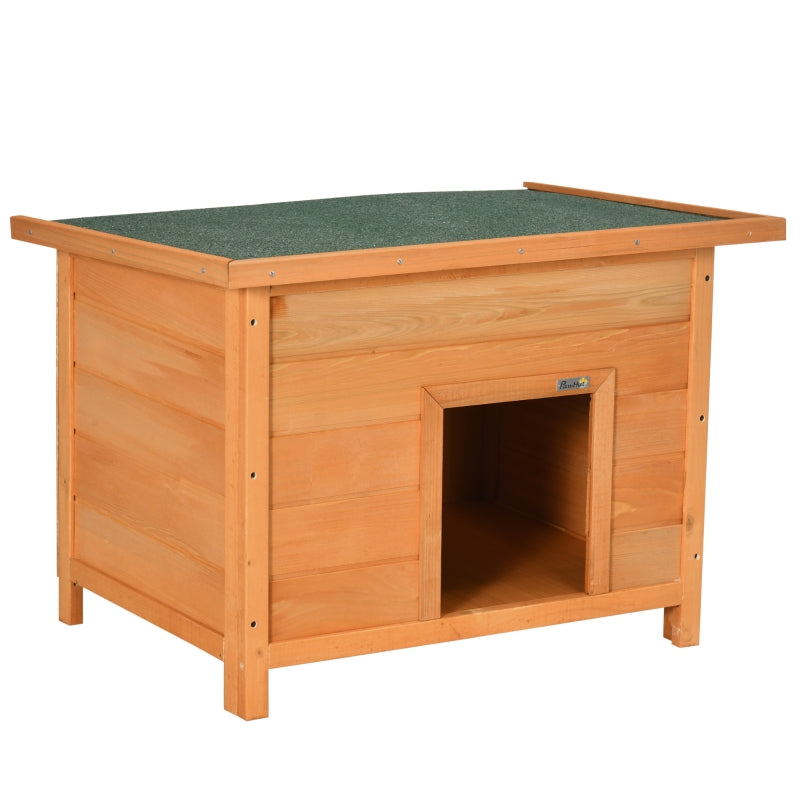 Hundehütte für draußen, aufklappbares Teerdach, erhöhter Boden, Holz, Gelb