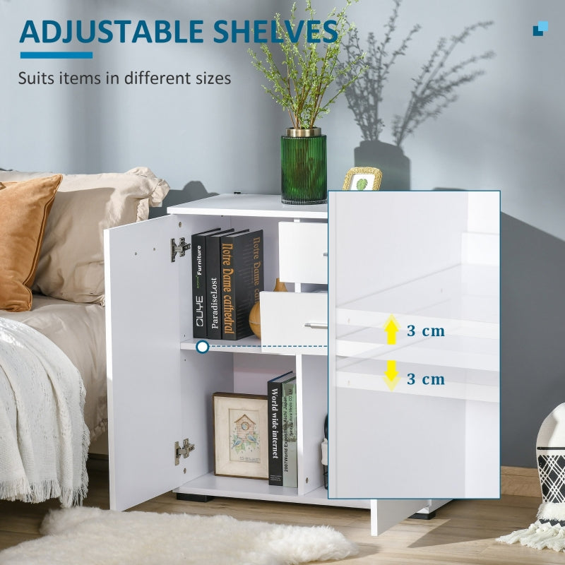 Modern Sideboard Cabinet High Gloss Storage Chest of Drawers, White