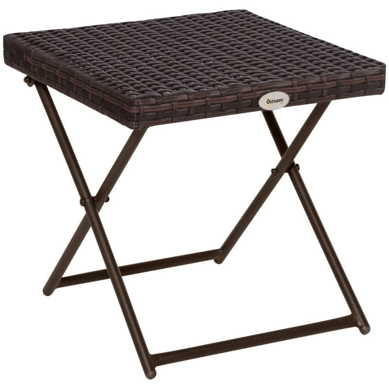 Gartentisch Beistelltisch, klappbar 40x40x40 cm, Polyrattan Metall Braun