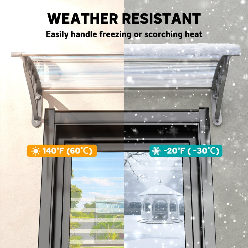 Front Door Canopy Outdoor Awning 100x75cm UV Rain Shelter Polycarbonate Clear
