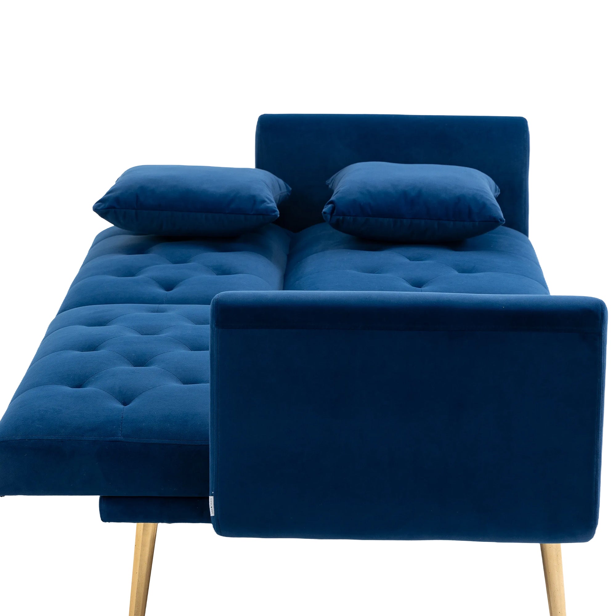 GOMYWAY 2-Seater Sofa Bed, 3-Speed Adjustable Backrest, Velvet Upholstery Navy