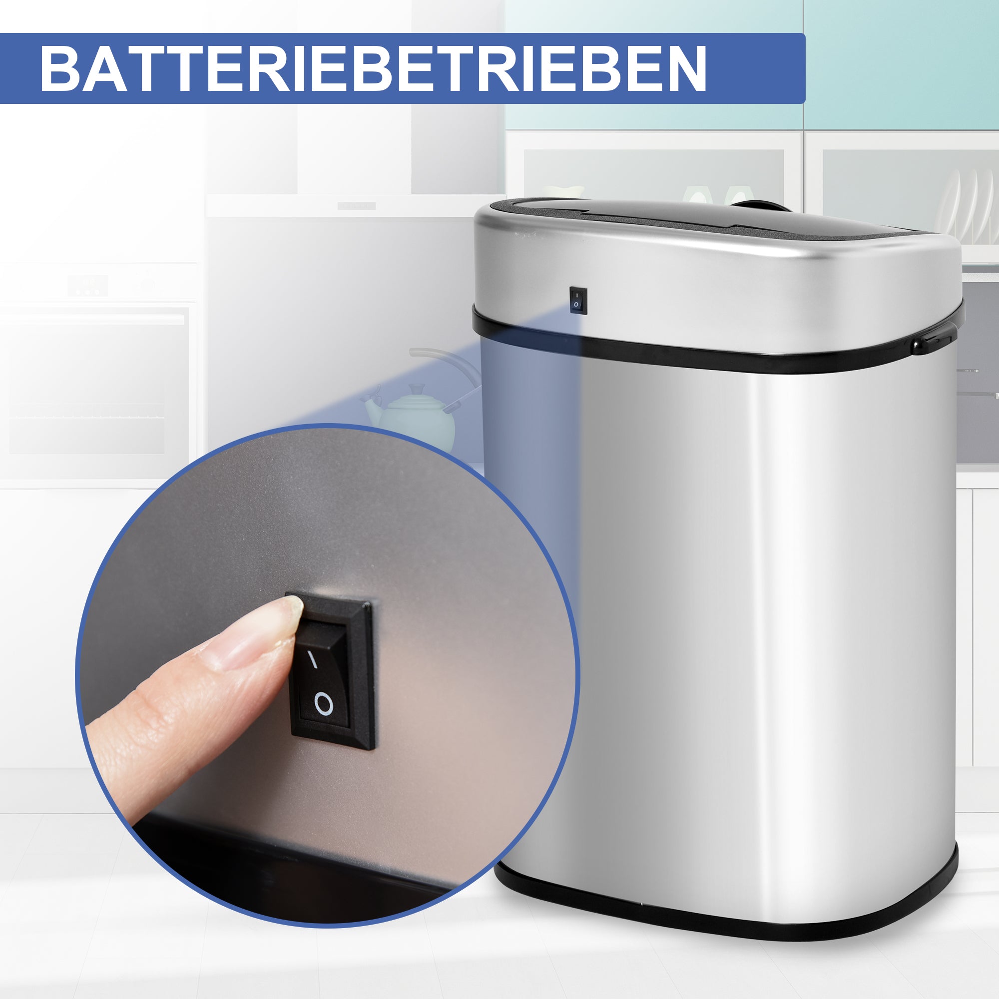 Trash Can 58L Automatic Waste Bin with Infrared Sensor, Stainless Steel Silver