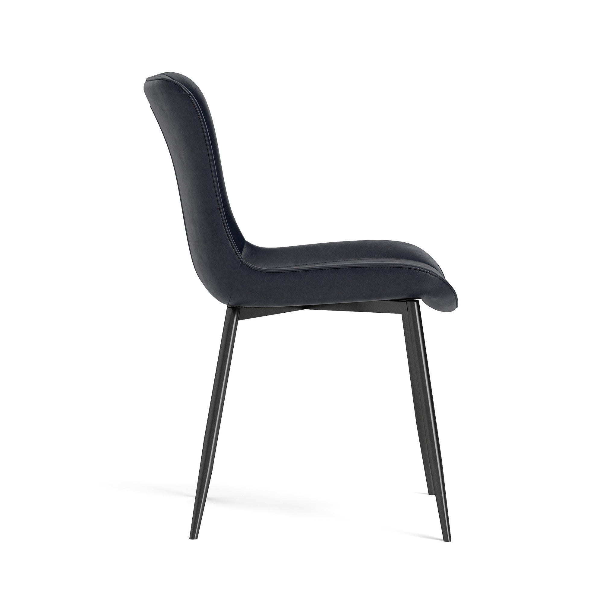 Dining Chairs Set of 4 Armchairs Modern Faux Leather - Black PU