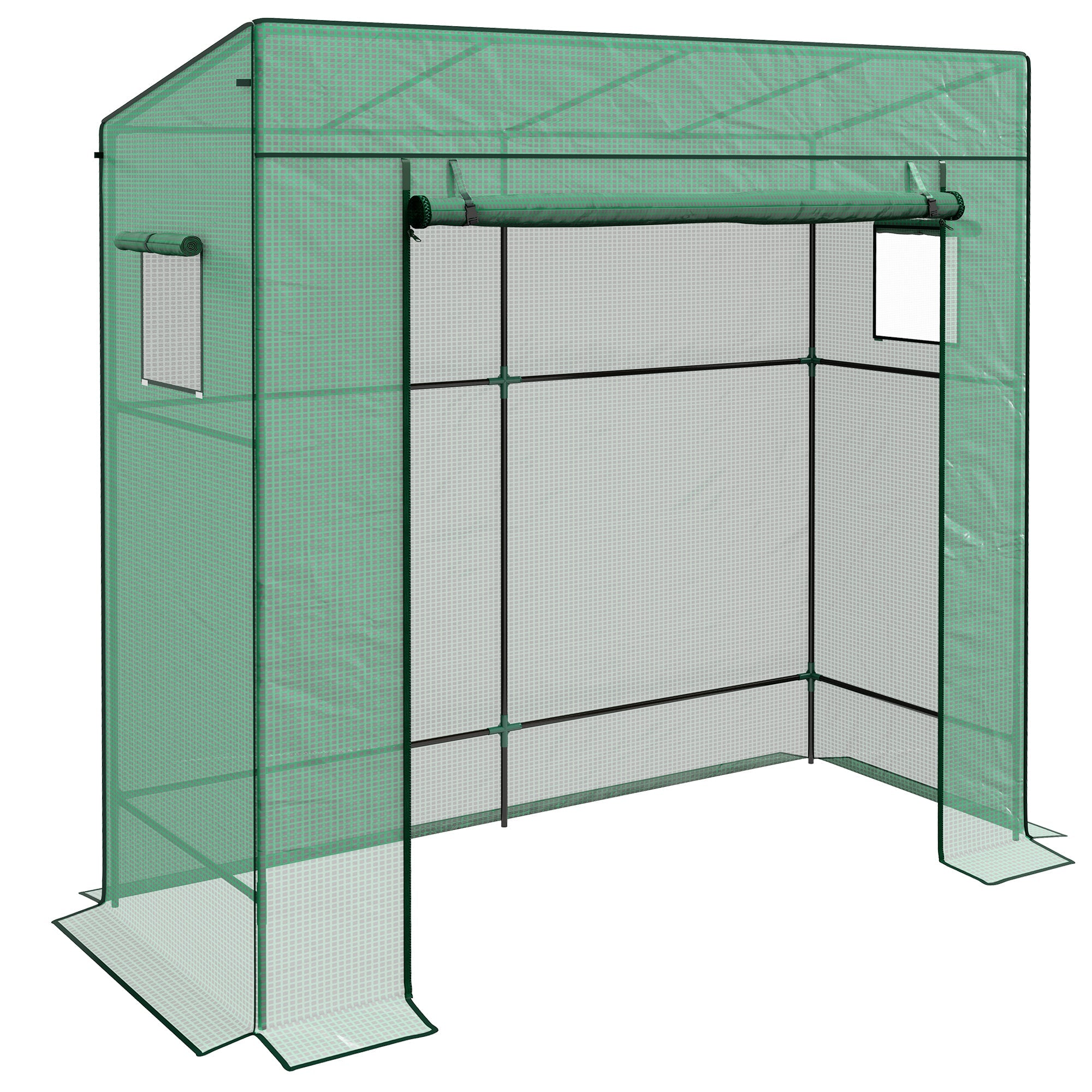 Walk-In Greenhouse 77x196cm with Accessories, Green POLYETHYLENE