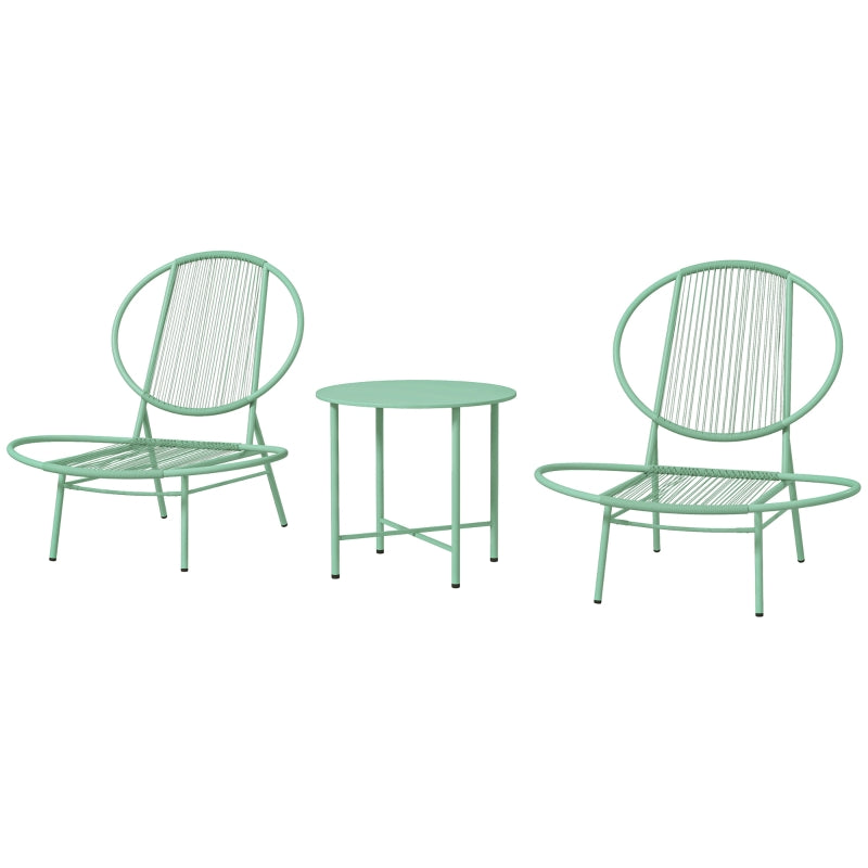 Bistro Set 3-piece Weatherproof Garden Furniture Steel Green