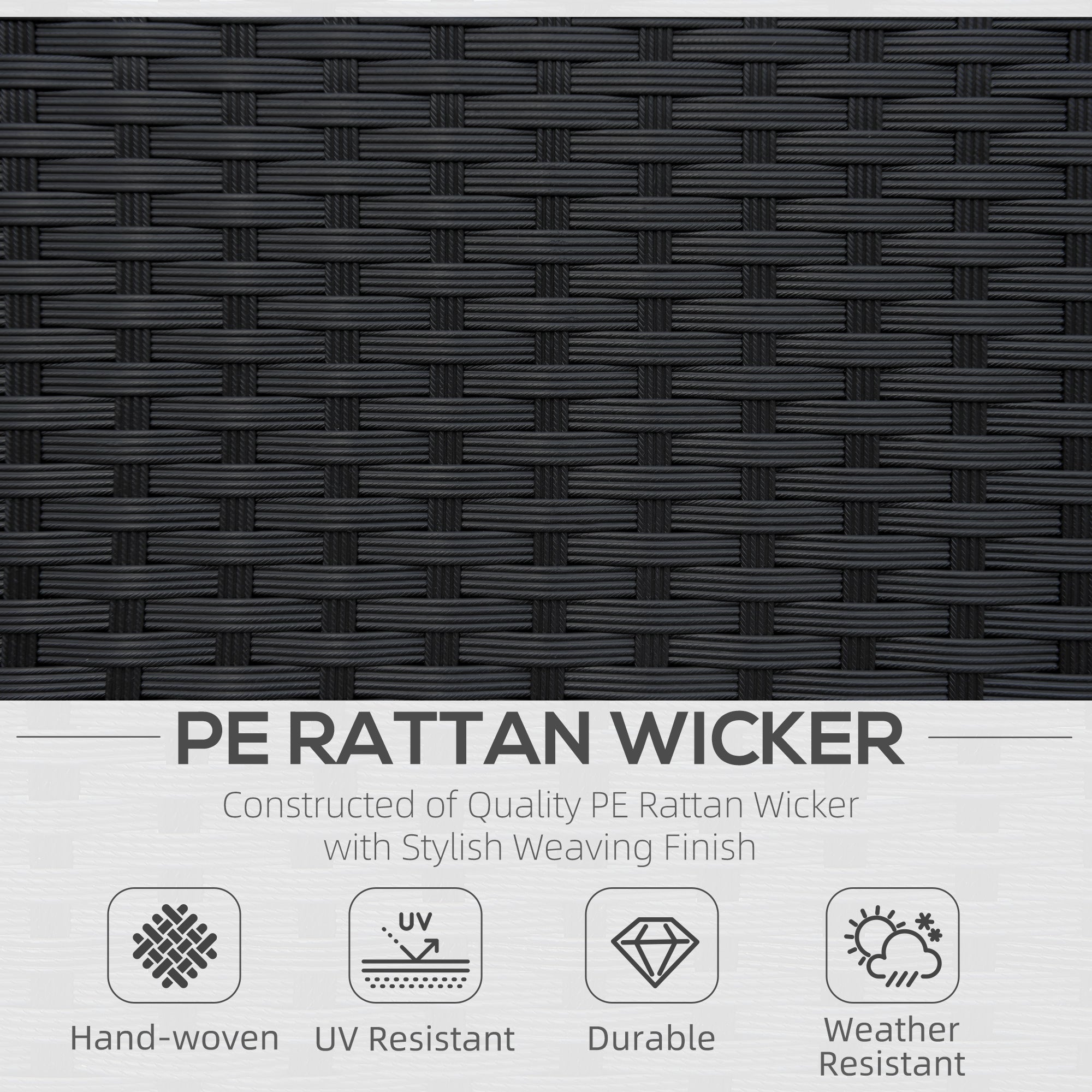 Single Seater Rattan Chair Sofa 10cm Padded Cushion All-Weather PE Wicker, Black