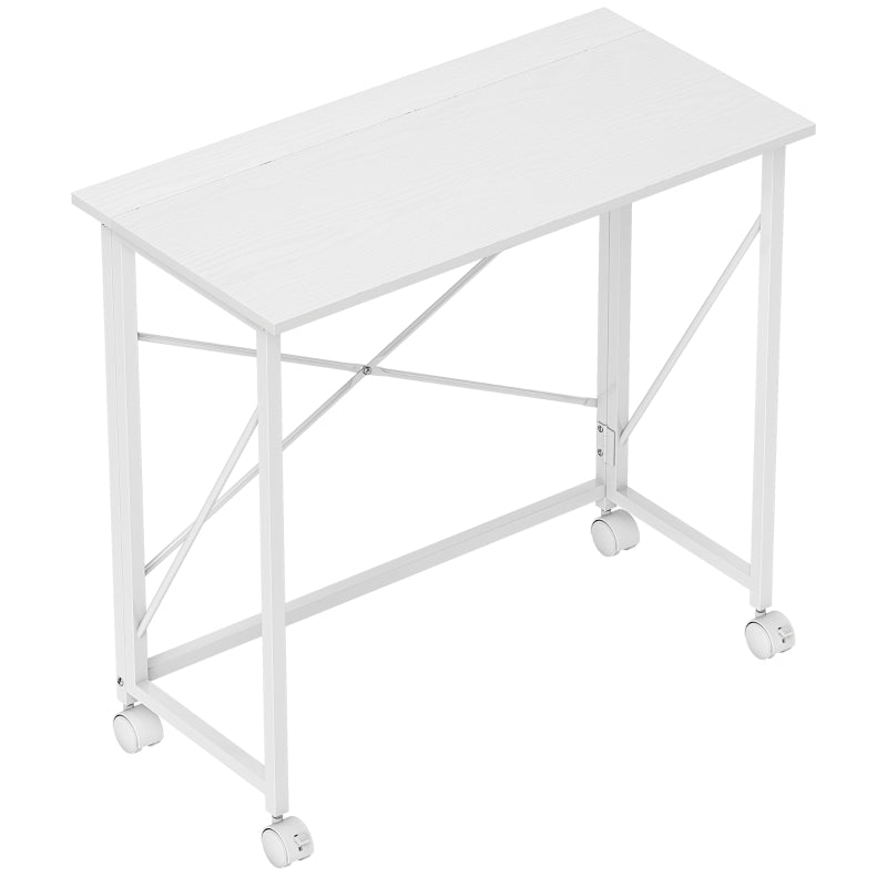 Folding Desk 80 cm on Wheels - White