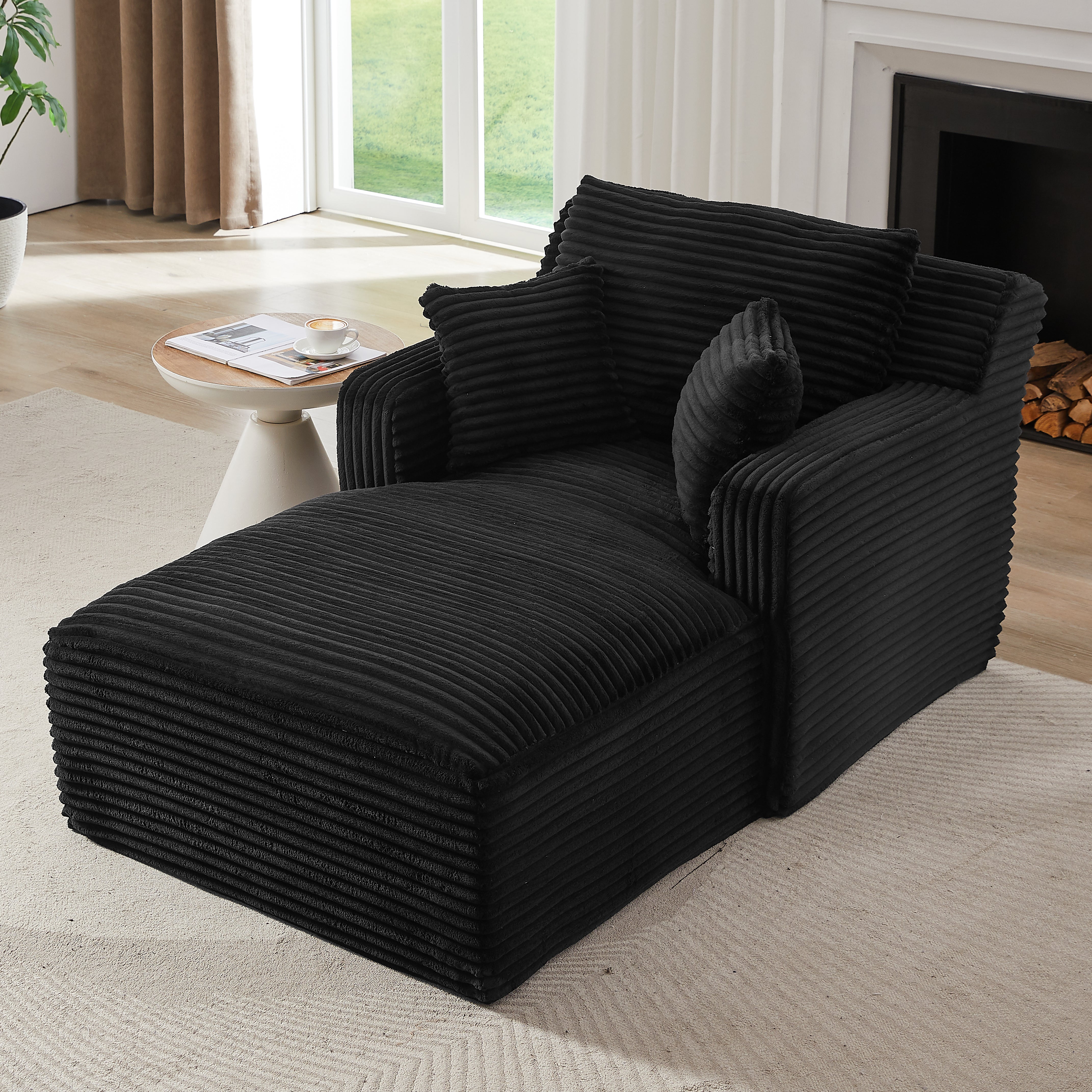 Modern Chaise Longue Sofa, Sleeper/Recliner, Corduroy