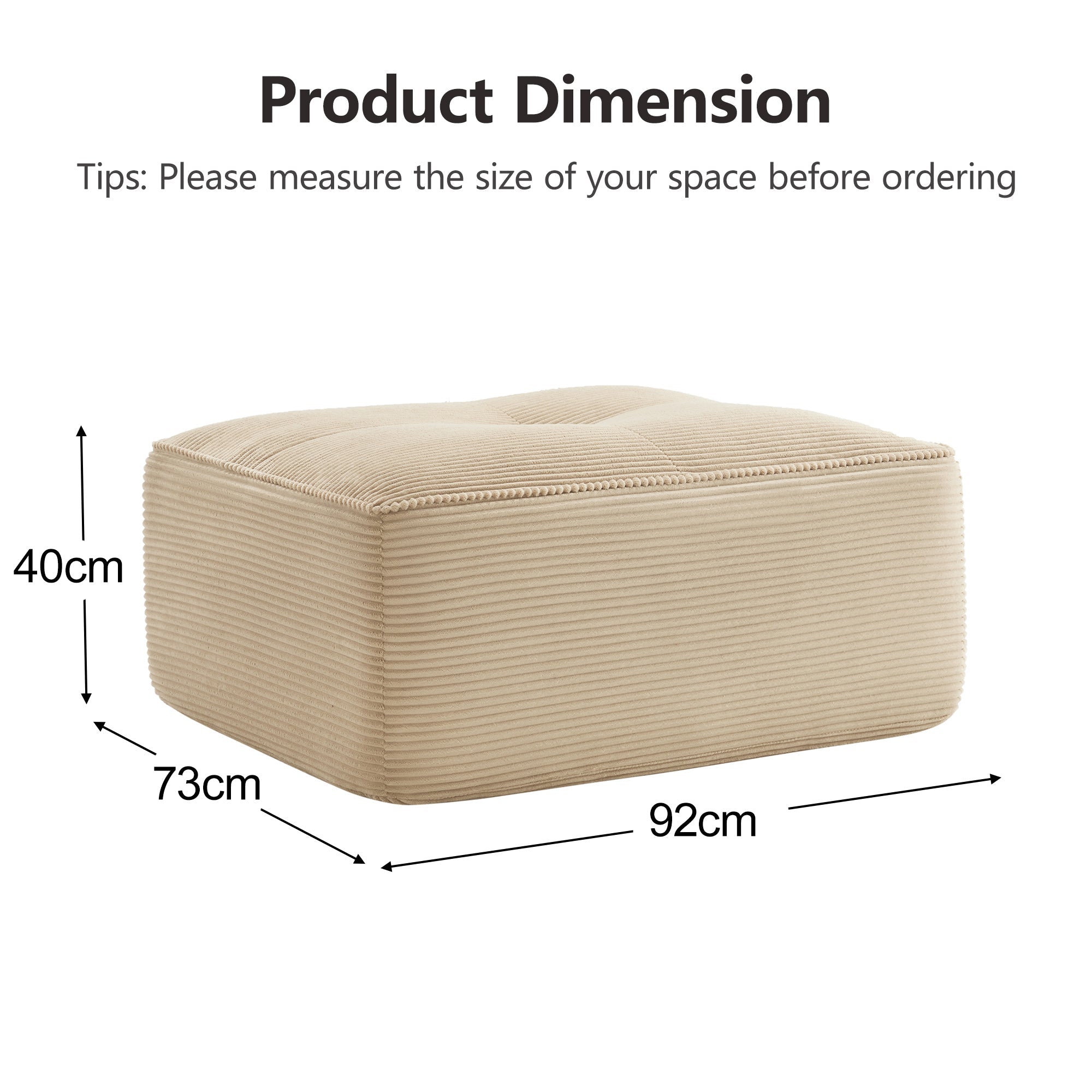 Cordelia Ottoman Corduroy Beige