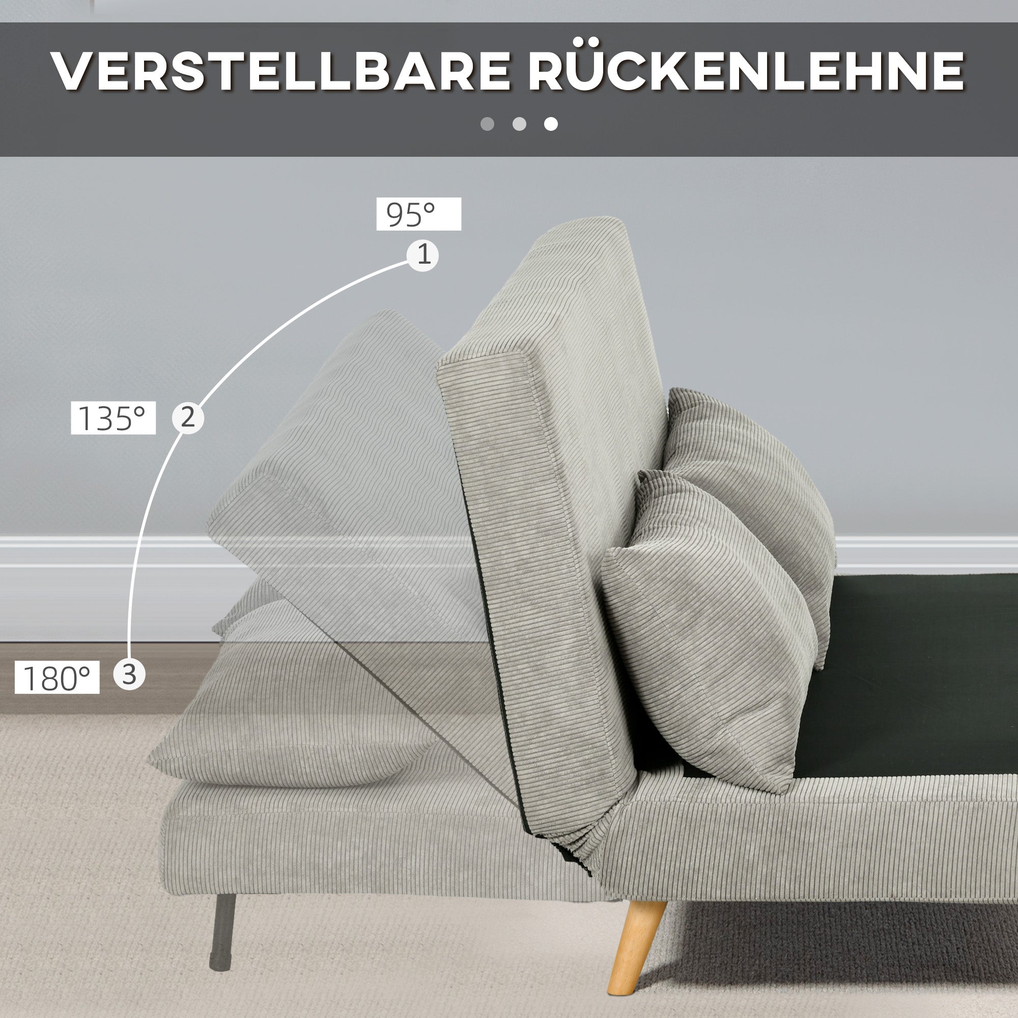 Sofa Bed Fold-Down Adjustable Backrest Velvet Grey