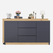 Desk Multifunctional Rotating Foldable Corner Sideboard with Lockable Casters, Grey/Oak