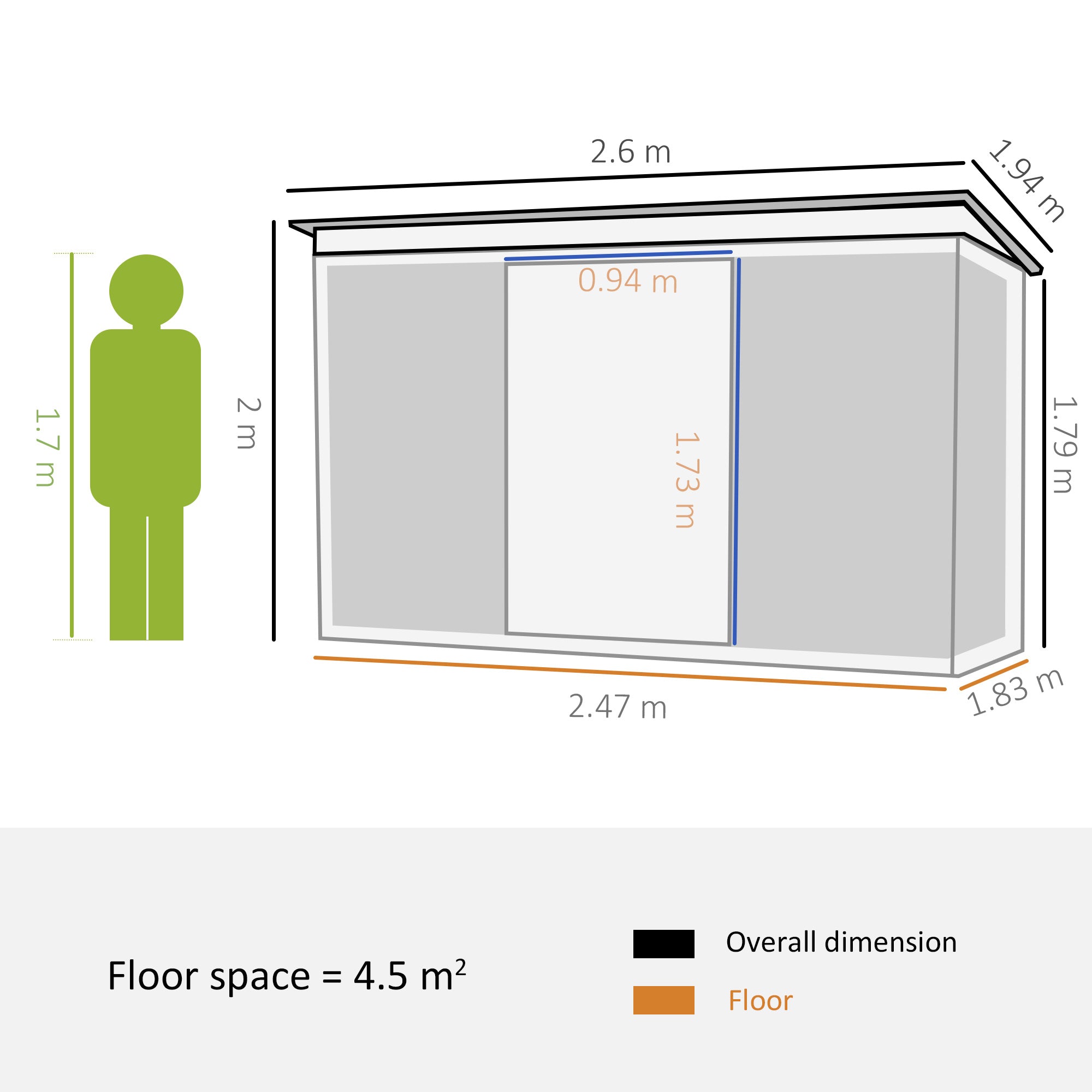 Metal Shed 8.5 x 6ft, Lightsky Panels Garden Storage Tool House Double Doors, Green