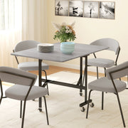 Six-Seater Drop-Leaf Dining Table with Wheels, Grey Wood-Effect