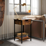 Beistelltisch, Couchtisch im Industrial Design mit Stahlrahmen, Rustikales Braun