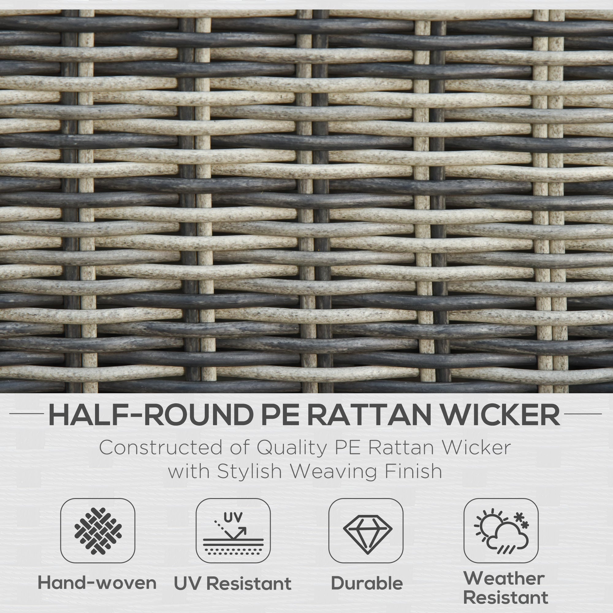 Five Piece Armchair Stool Table Set Rattan, Mixed Grey