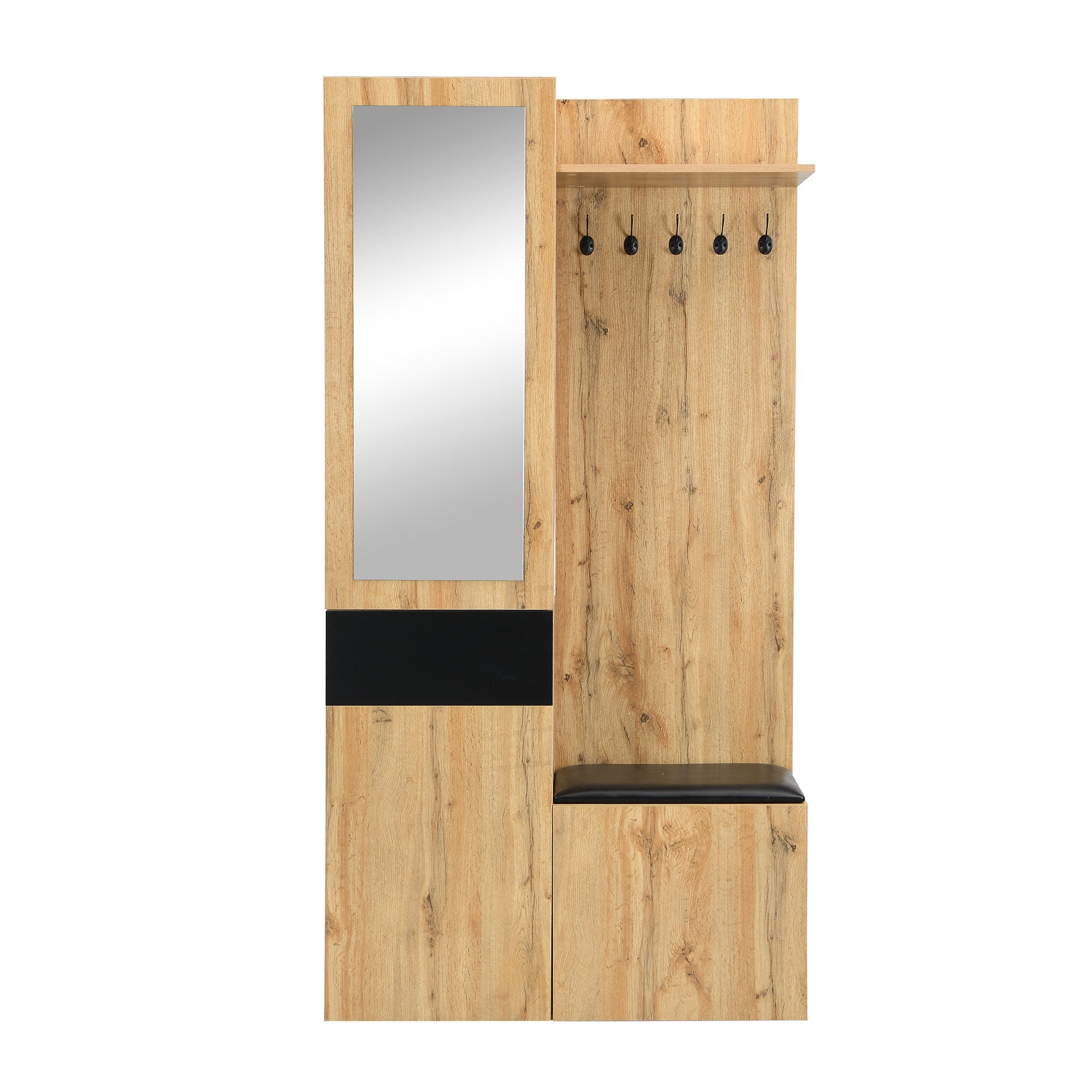 Wardrobe Set: 5 Hooks, Mirror, Shoe Cabinet, Built-in Storage, Hallway Bench.