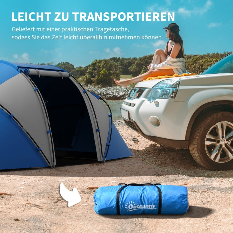 Campingzelt für 4-6 Personen, leicht, stabil, wasserdicht, blau