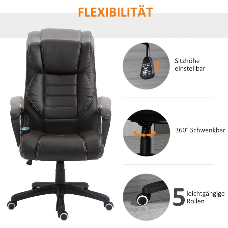 Vinsetto Office Chair, Massage, Ergonomic, Swivel, Brown