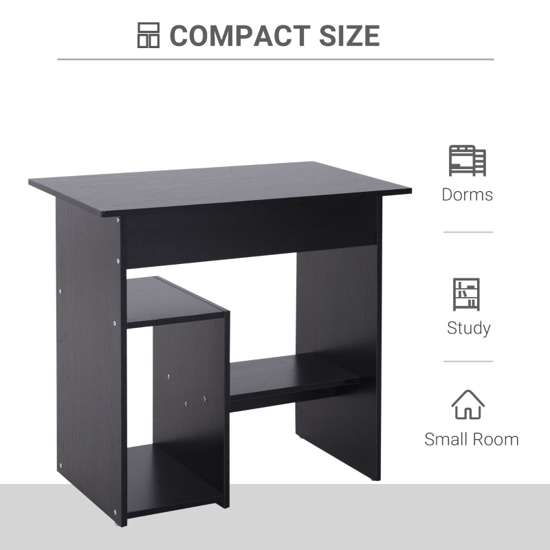 Compact Small Computer Table Desk with Keyboard Tray and Storage Shelf, Black