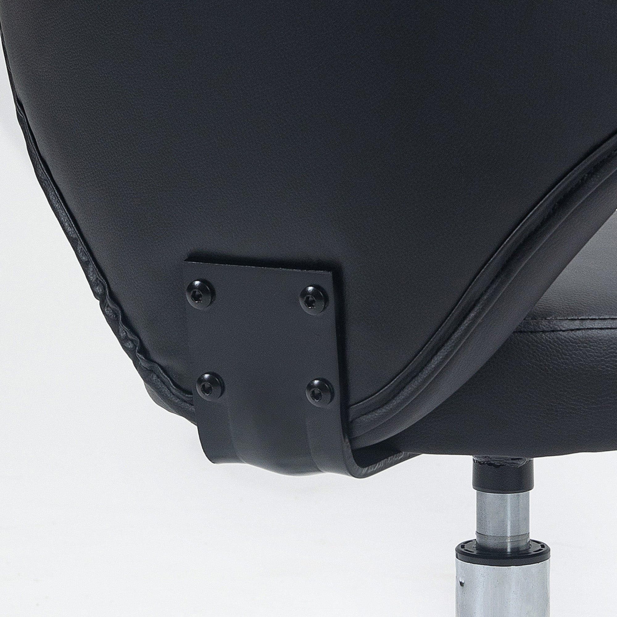 Rolling Stool Massage Stool, 360° Swivel Ergonomic Backrest, Black Faux Leather